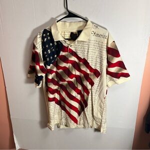American Summer Shirt Polo Mens Size Large Flag Constitution Short Sleeve Golf